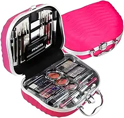Maleta De Maquiagem Completa Portátil Fenzza - Rosa