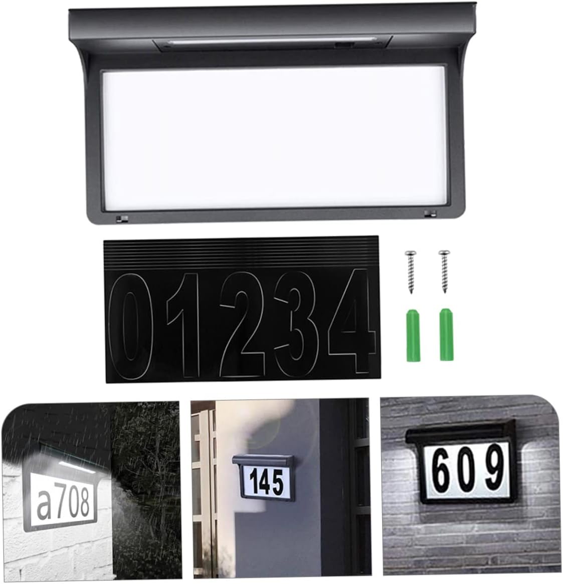 DOITOOL Pcs Solar-powered Led Address Numbers Decorative House Signs for Outdoor Use