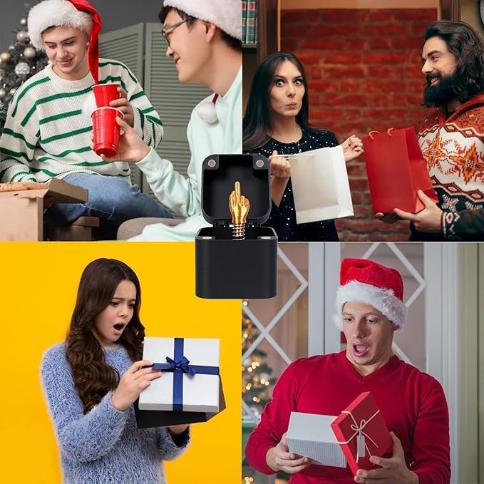 Middle Finger Prank Box – Funny Gag Gift for Men, Women, White Elephant Gifts for Adults, 3D Printed Pop-Up Surprise Box Christmas Prank Gift, Quirky Coworker/Brother Birthday Funny Gifts