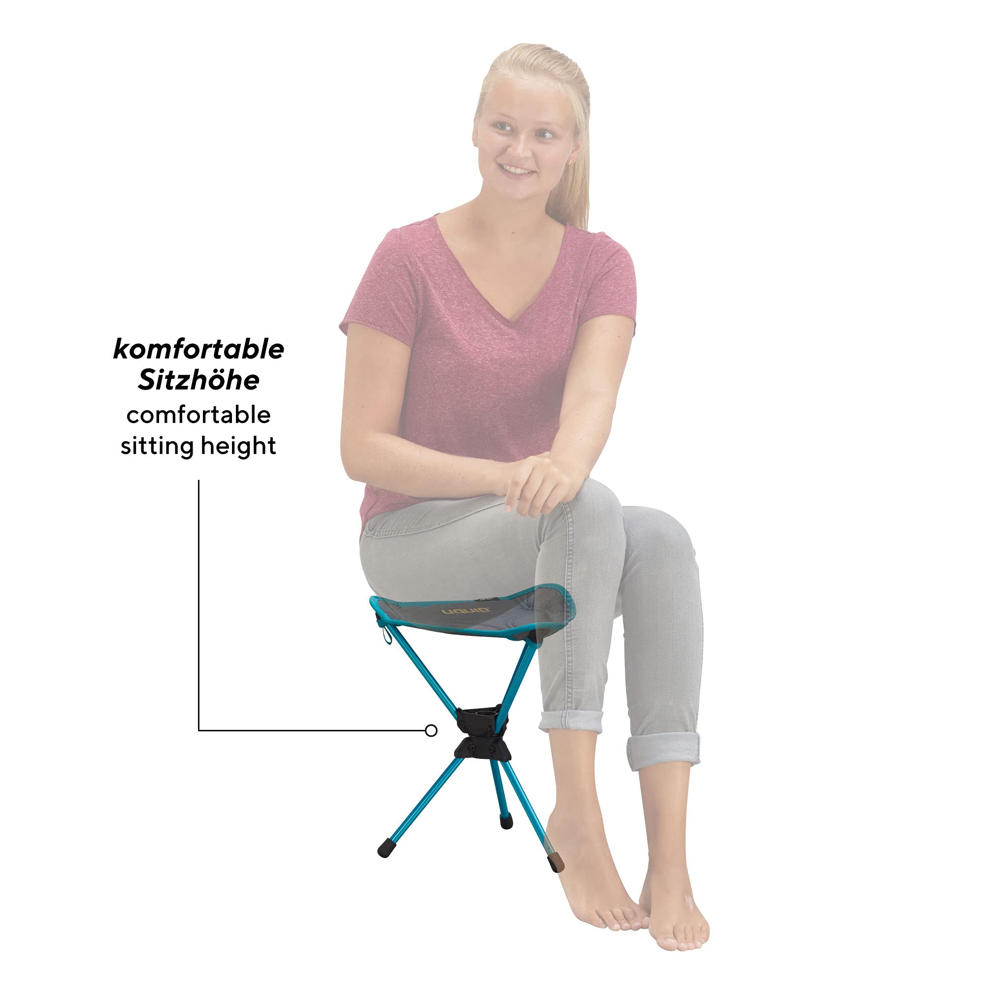 Uquip Tabouret trépied ThreeSixty Mini I Tabouret de Camping Pliant jusqu'à 130 kg I avec Articulation rotative à 360° I pour Le Camping, la randonnée, Le vélo et Les Voyages