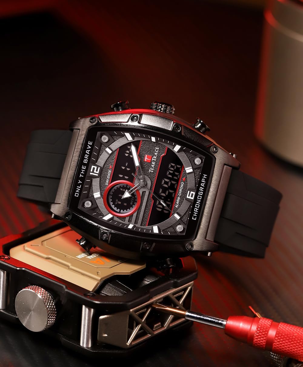 Mens Analog Digital Watch Waterproof, Watches for Men Chronograph with Alarm, Stopwatch Luminous Display, Silicone Strap for Dress Sport - Image 3