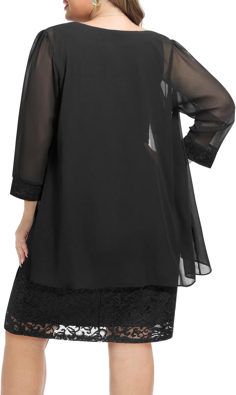 Plus Size Mother of The Bride Dress - 2 Piece Wedding Guest Formal Lace Dress with Jackets - Image 4