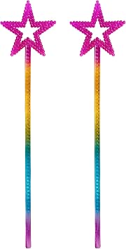 2PCS Star Wand, Childrens Creative Handheld Pentagram Plastic Magic Wand, Role-Playing Enlightenment Toys, Educational and Creative Performance Props Rainbow Color