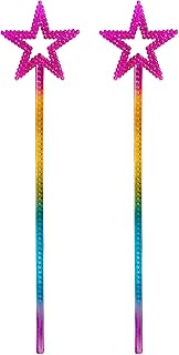 2PCS Star Wand, Children's Creative Handheld Pentagram Plastic Magic Wand, Role-Playing Enlightenment Toys, Educational and Creative Performance Props (Rainbow Color)