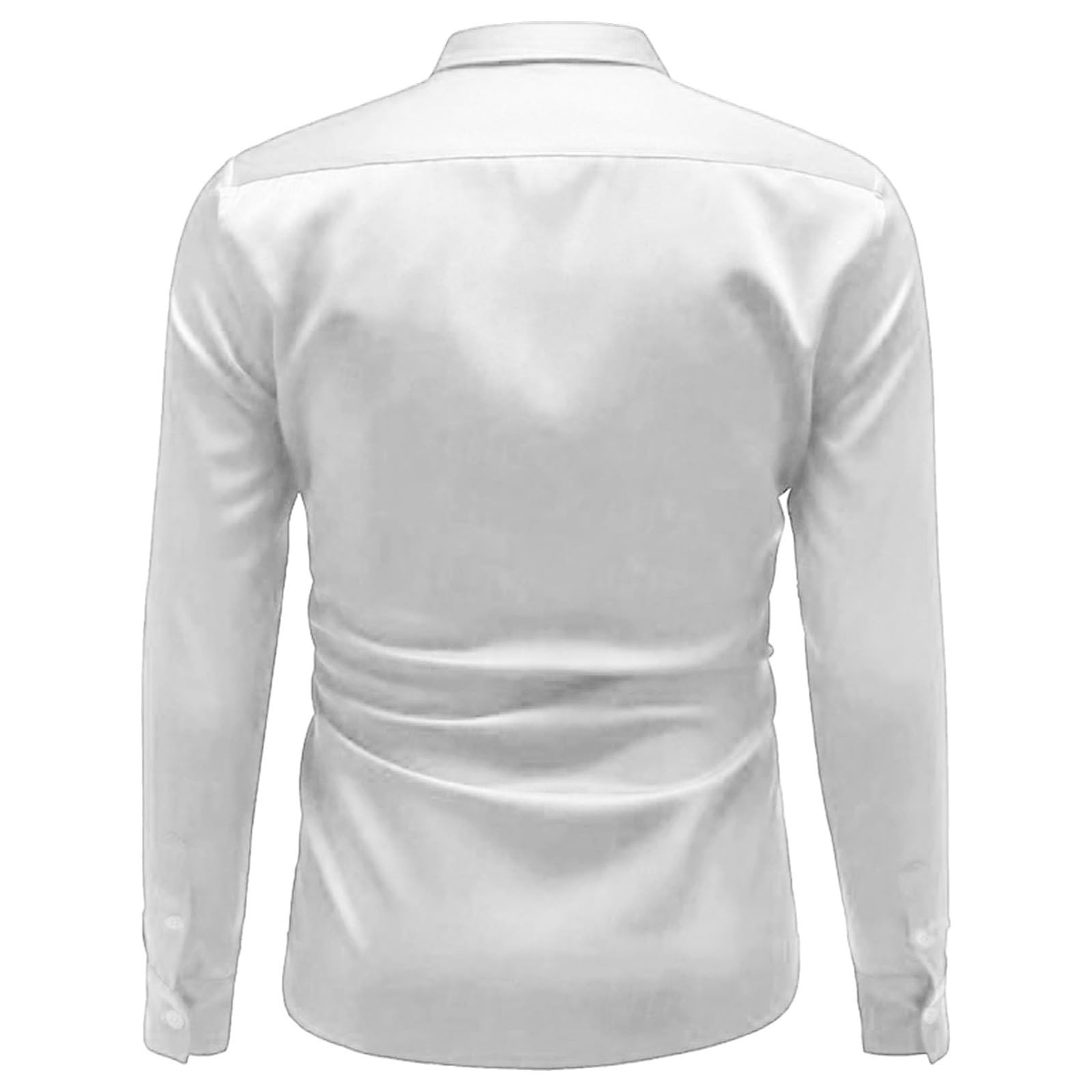 DENGJIAMY męskie koszule z długim rękawem moda jednolity kolor jedwab satyna błyszcząca koszula zapinana na guziki modny kołnierz topy odzież męska lato