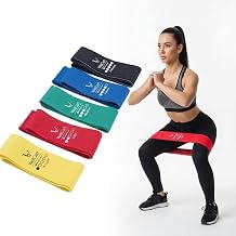 Fabric Hip Resistance Bands Set 5 Levels X-Light to X-Heavy Non-Slip Glute & Lower-Body Training Bands with Carry Bag
