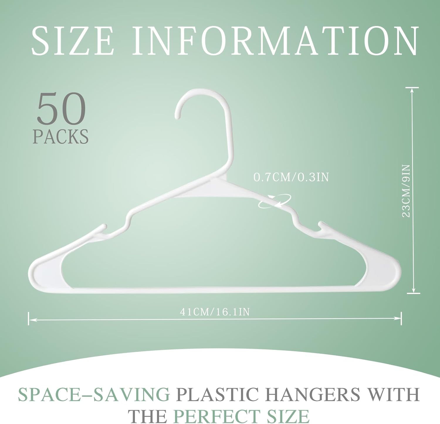 50 Pack White Plastic Clothes Hangers with Shoulder Grooves, Durable Space Saving Adult Clothing Hanger for Coat Shirt Skirt Dress, Light Weight Closet Organizer for Home College Dorm Laundry