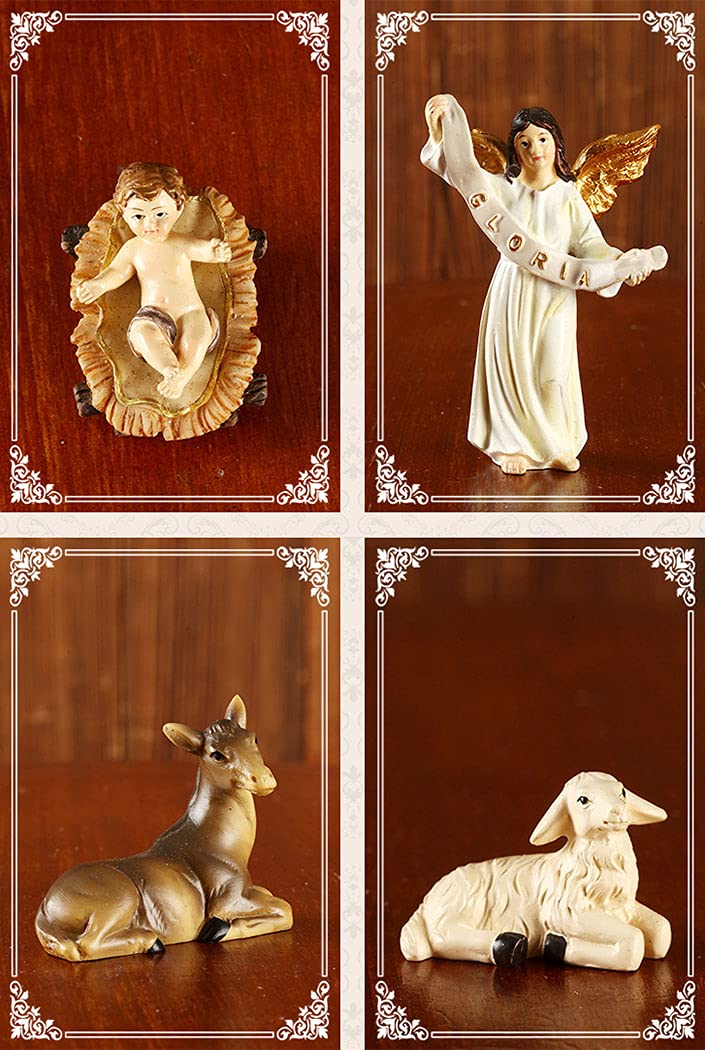 Krippenszenen Set Jesus Bild Weihnachtsdeko Krippenfiguren Harz Figuren Weihnachtskrippe Weihnachtsschmuck Mini Krippenfiguren Krippe Weihnachten Weihnachtsfiguren (11-teilig)
