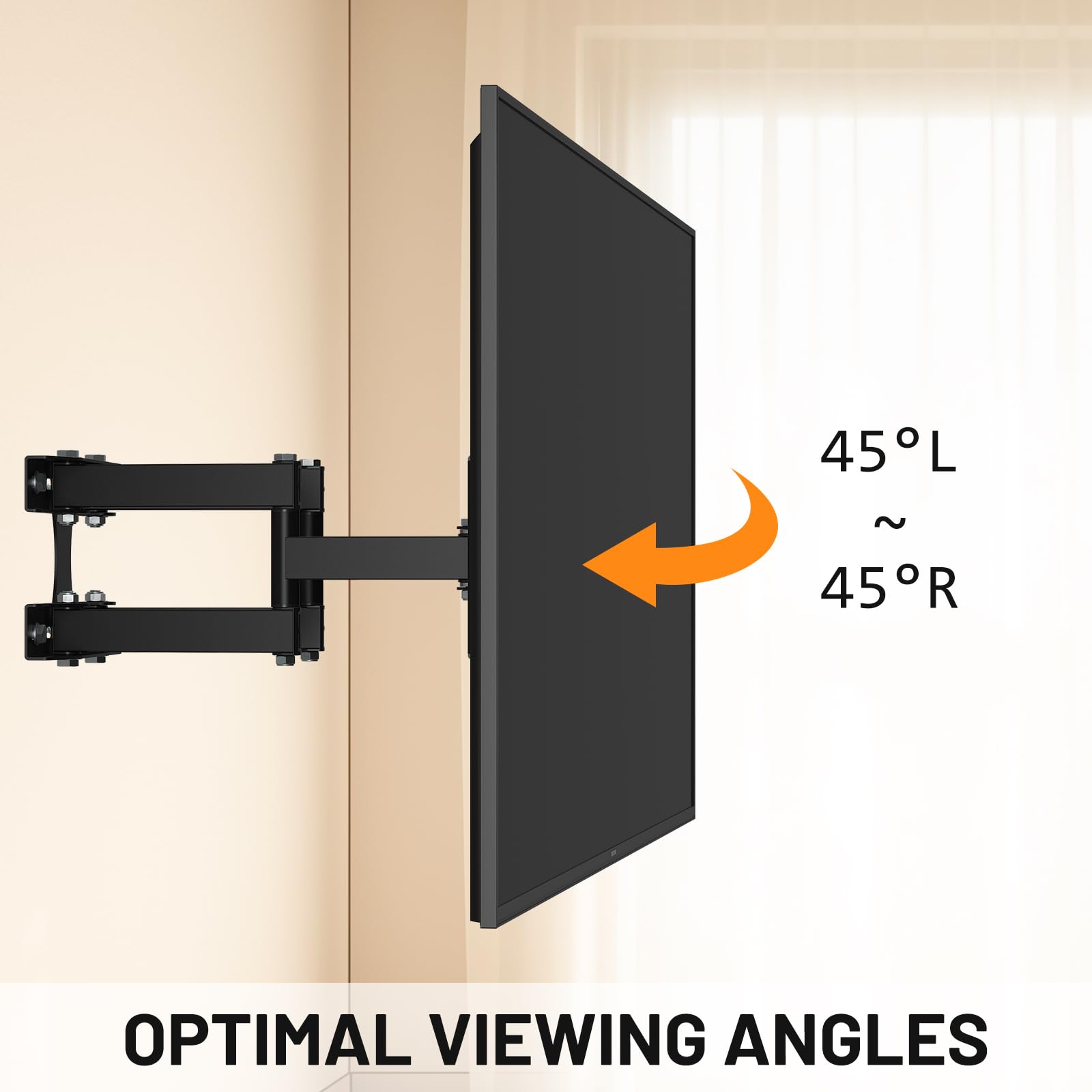 Muchen TV Wall Mount Swivelling Tilting TV Mount for 26-55 Inch Flat & Curved TV Monitor up to 30 kg Max. VESA 400 x 400 mm TV Mount - Image 4