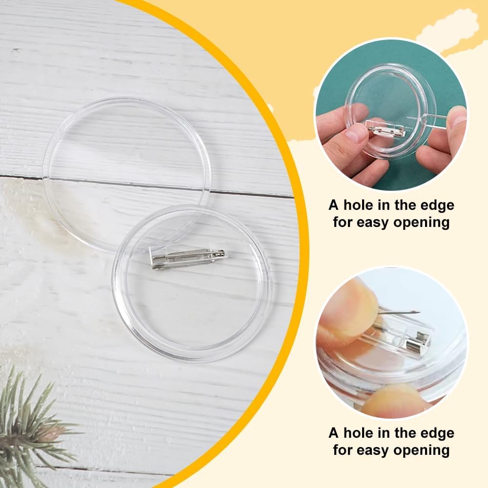 10 Pcs Round Acrylic Button Pin Badge, 58mm/2.28Inch Clear Acrylic Button Badges, Personalized Button Craft Badges Kit - Image 3