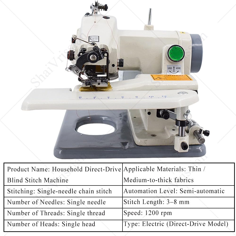 Máquina Coser Modista Dobladillo Profesional,Máquina Acolchado Prendas,1200 RPM Velocidad Máxima,Puntada De Una Aguja,Alteraciones Dobladillo Pantalones
