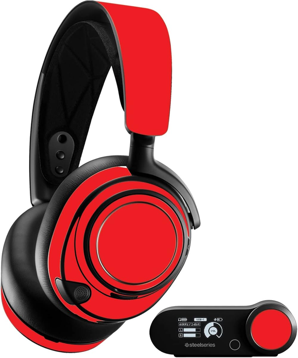 MightySkins Skin compatible con SteelSeries Arctis Nova Pro – Rojo sólido | Cubierta protectora de vinilo duradera y única | Fácil de aplicar, quitar y cambiar estilos | Hecho en los EE.UU.