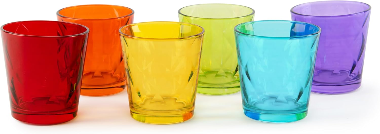 Excelsa Barcelona Set of 6 Water Glasses, Glass, 245 ml, Multi-Coloured
