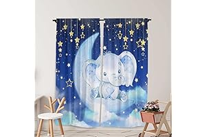 Watercolor Elephant Curtains for Baby Boy Nursery