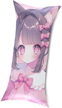 Cute Cat Anime Girl Satin Body Pillow case 20"x40" Anime Body Pillow Cover King Size Dakimakura Cover