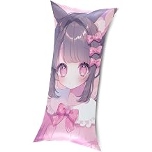Cute Cat Anime Girl Satin Body Pillow case 20"x40" Anime Body Pillow Cover King Size Dakimakura Cover
