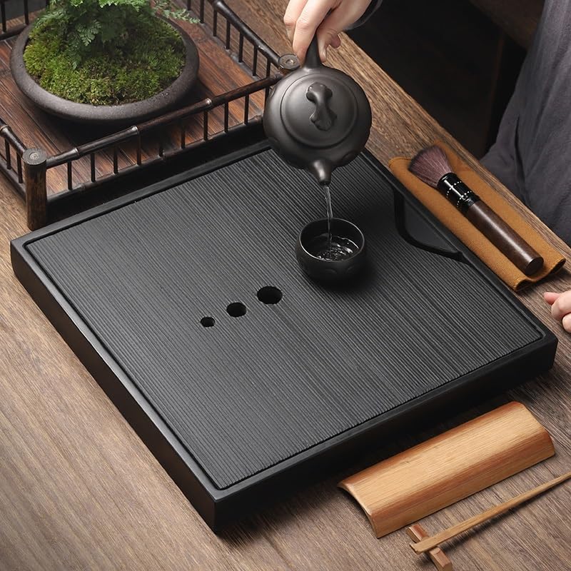 Tea Set Tea Tray Home Modern Simple Stone Water Storage and Drainage Dual-use Tea Table Dry Tea Tray Small Tea Sea Tea Tray Chinese Tea Set (A)