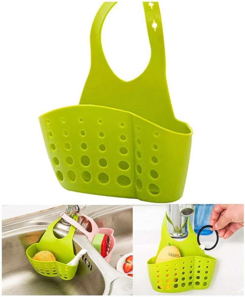 CLOUDMART Kitchen Bathroom Sponge, Soap Silicone Hanging Organizer with Water Draining Holes for Faucet Sink (Medium, Multicolour) -Set of 2