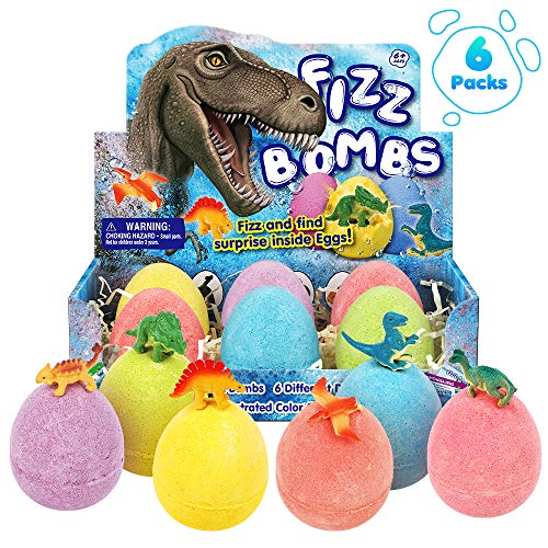 Badebomben Kinder 6 Dino Ei Badekugeln Geschenk Set Bath Bomb Surprise Toys Badezusatz Sprudel Schaumbäder Spielzeug Badekugel Geschenk ab 7 8 9 10 Jahre