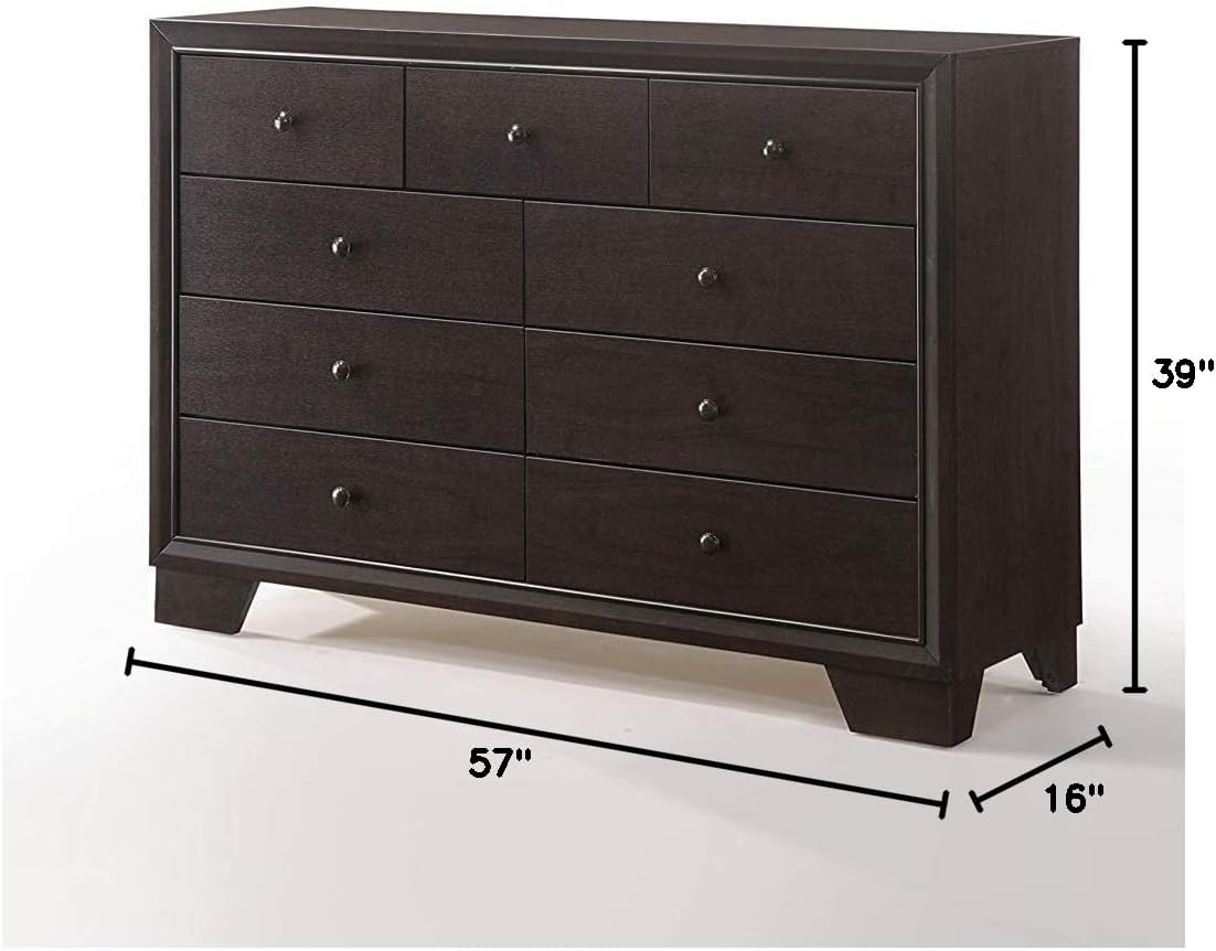 Acme Madison 9-Drawer Transitional Wood Horizontal Dresser in Espresso