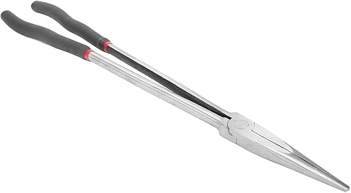 Alicates de punta extra, alicates de punta de aguja de 16 pulgadas con asa, alicates extendidos rectos con mandíbula cónica para trabajar en