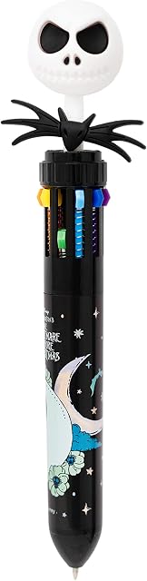 Official Disney Tim Burton´s The Nightmare Before Christmas Pen | 10 In 1 Ballpoint Pen With 3D Jack Skellington Topper | Nightmare Before Christmas Gifts | Disney Gifts | Disney Pen