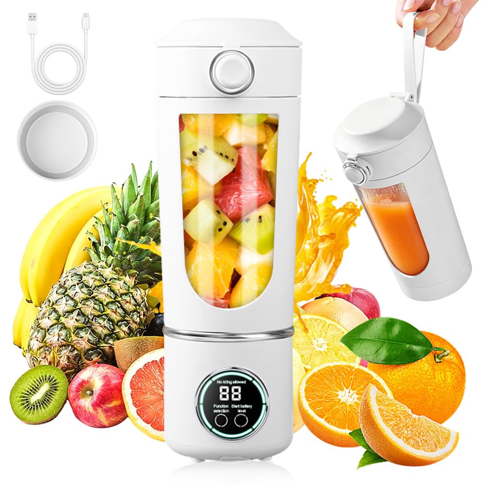 Batidora portátil de 700 ml, pequeña licuadora recargable, para hacer smoothie con 12 cuchillas inoxidables, mini batidora de pie para batidos y batidos, exprimidor portátil para viaje/oficina/deporte
