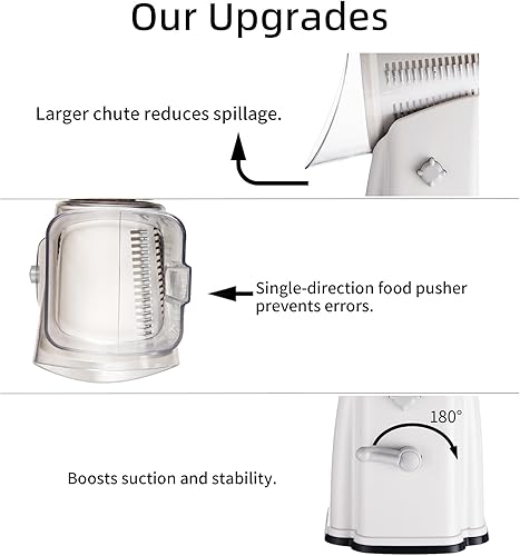 Miniatura 4 de Rallador rotativo de queso mejorado con asa, base de succión fuerte, rebanador giratorio multiusos con 5 cuchillas intercambiables para hielo,