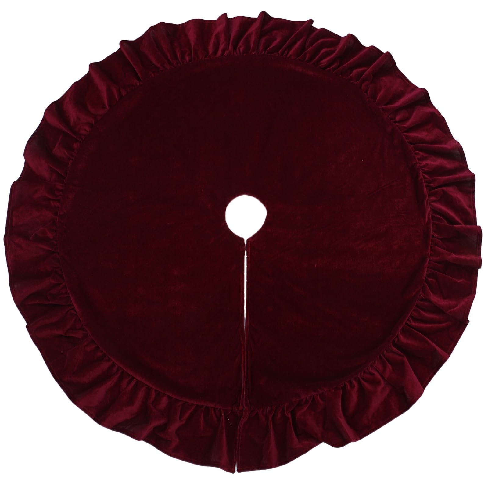 Jupe de sapin en velours à volants style vintage rouge haut de gamme