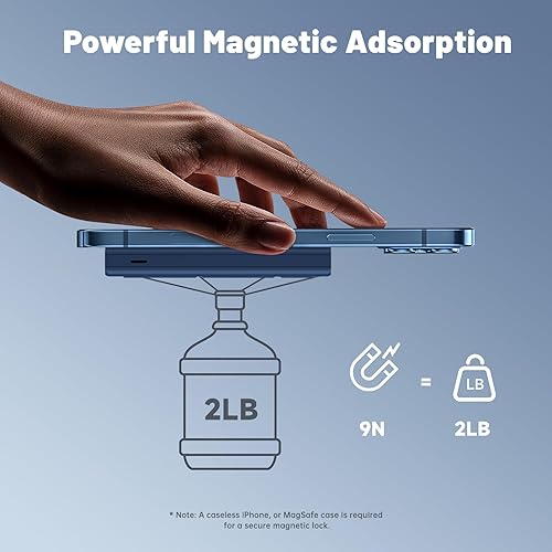 Miniatura 4 de Yiisonger Cargador portátil magnético, banco de energía inalámbrico de 10000 mAh con soporte y pantalla LED USB-C, batería magnética delgada de 22.5