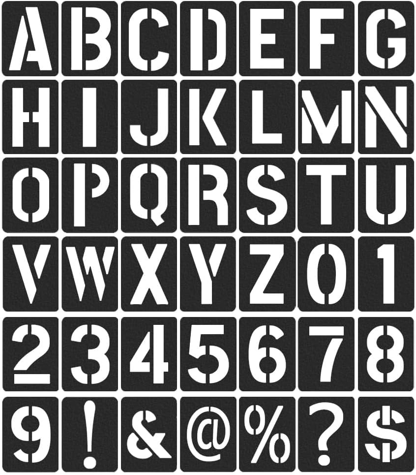 42 Pieces Black Reusable Letter Stencils, 4Inch Numbers Craft Stencils,Number Templates for DIY, Letter Painting Stencil, Wall, Wood, Glass, School Art Projects