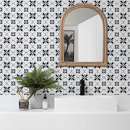 Sticky Back Plastic Roll 44X 300cm Self Adhesive Wallpaper Geometric Black Silver Waterproof Film Upgrade Vinyl Roll Peel and Stick for Kitchen Bedroom Bathroom Modern Furniture Stickers