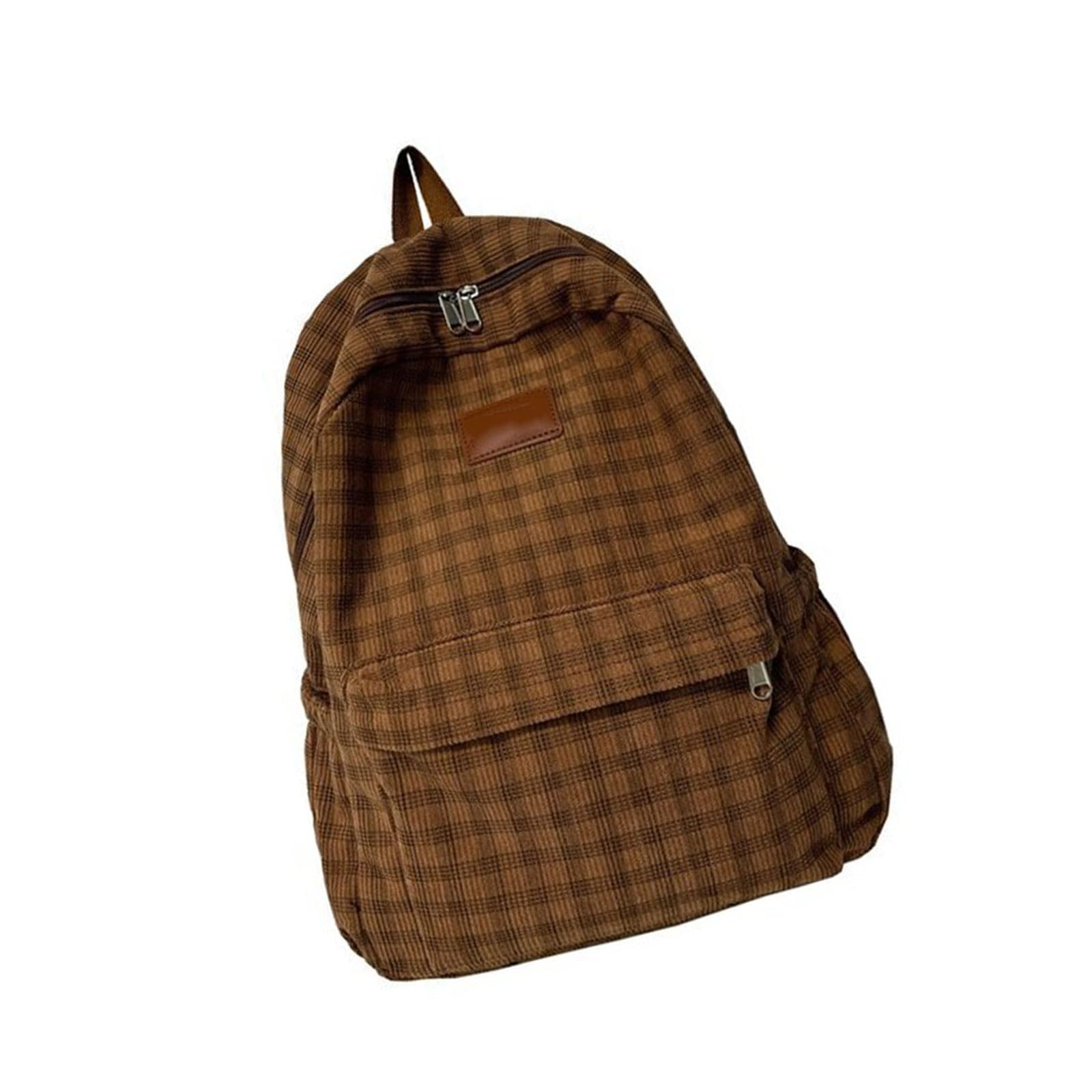 Xoktlde Harajukus Backpack For Girl Corduroy Lattice Large Capacity Daypacks Travel Bag Student School Student School Travel Bag Causal Daypacks Large Capacity