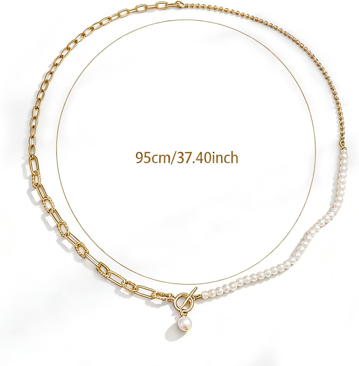 Layering Pearl Necklace for Women - Golden Stackable Design, Lustrous Pearls, Adjustable Chain for Everyday Luxury & Outfit Styling