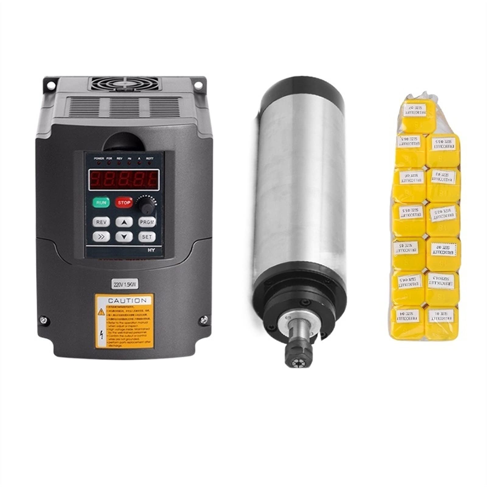 CVFRDD CNC Spindle Motor Kit 1.5KW ER11 65mm Spindle + .5kw 220 Inverter Variable Frequency Drive + 13PCS For CNC Router Motor Machine Tool