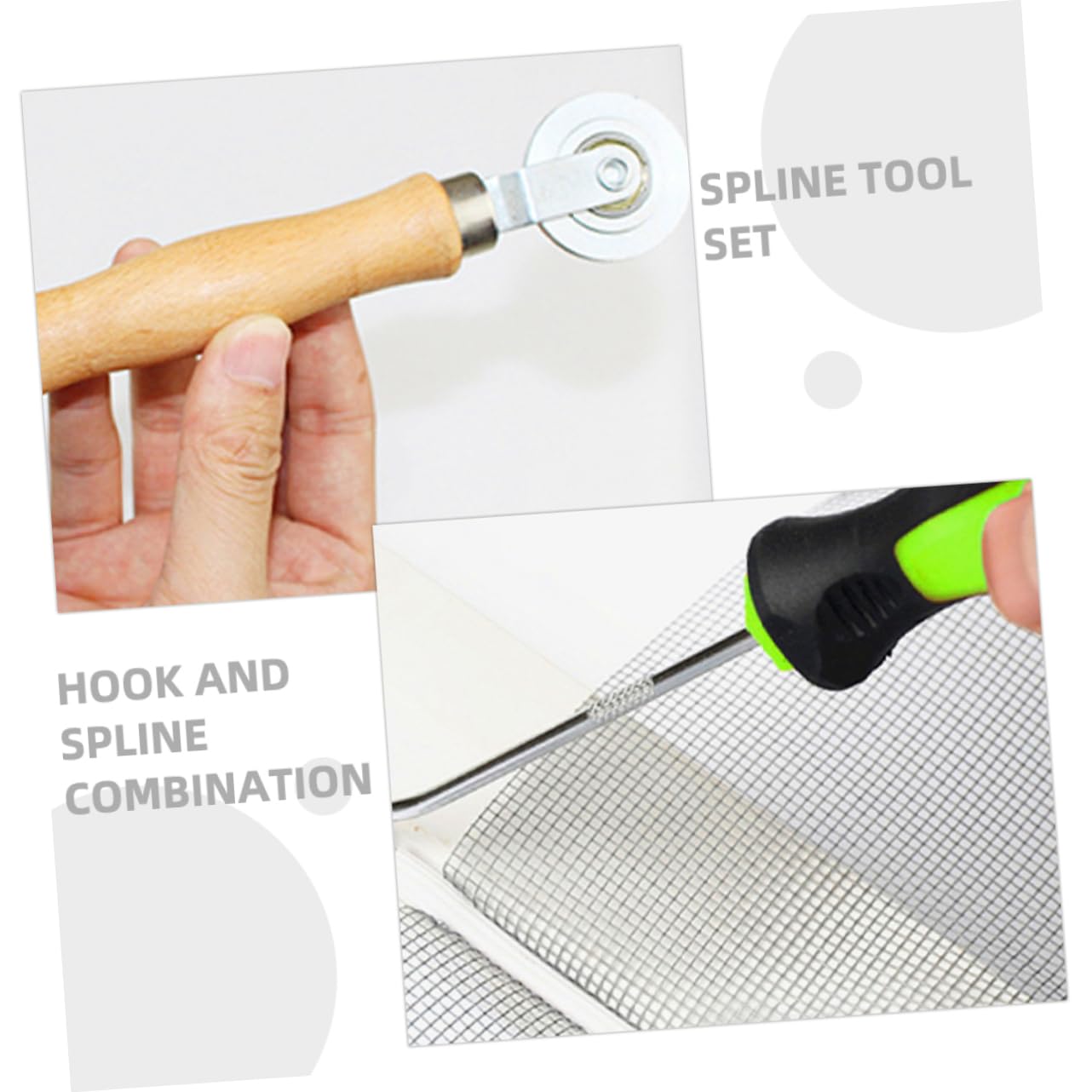 Angoily 2sätze Fensterbildschirm Reparaturset Mit Druckrollenwerkzeug Teiliges Für Einfache Installation Und Anpassung Von Fliegengittern Holzgriff Dichtungsband