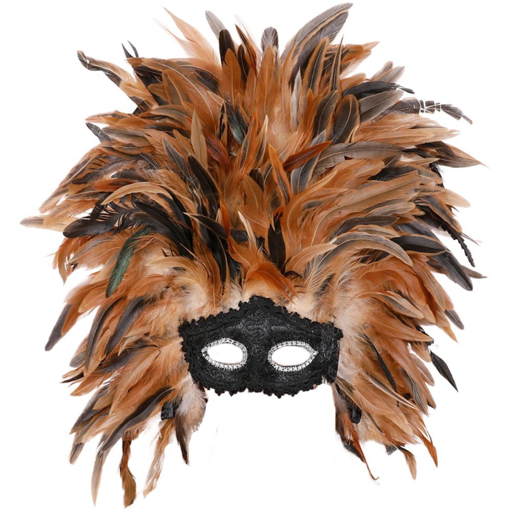 Masque vénitien demi-visage à plumes pour halloween et cosplay de mardi gras