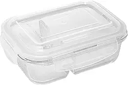 LYOR - Pote Hermético de Vidro Borossilicato Resistente A Calor com Divisória e Tampa Plástica 640ml