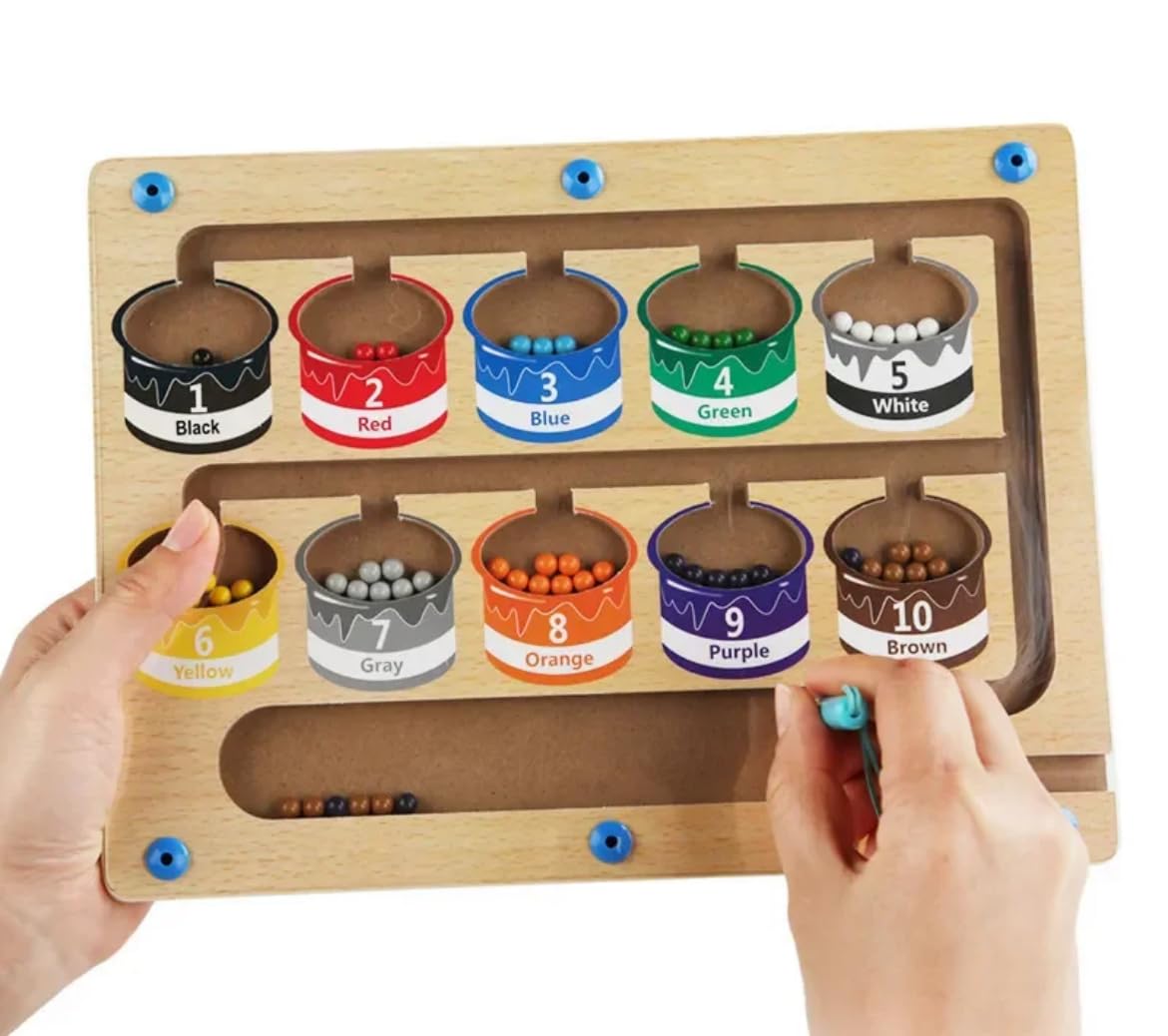 TOYARTSY Magnetic Color and Number Maze - Wooden Magnet Board Puzzles Toddler Activities Counting Matching Games Montessori Counting Fine Motor Skills Toys Gifts 2