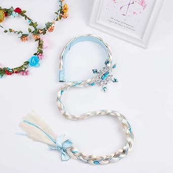 Princess Dress Up Accessories Jewelry Play Toy Set for Girls with Headband Braid Wig, Crowns, Necklaces, Wands, Rings, Bracelets Gloves Princess Costume Accessories