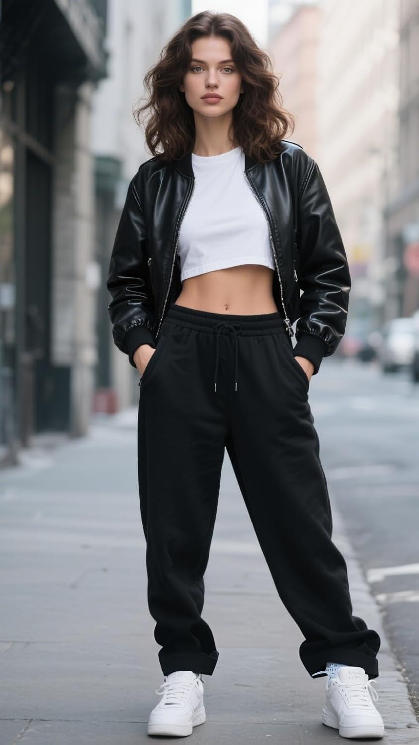 Zylioo Tall Women's Straight Leg Sweatpants 32"/34" Inseam Elastic Waist Casual Pants for Tall with Pockets Open Bottom - Image 3