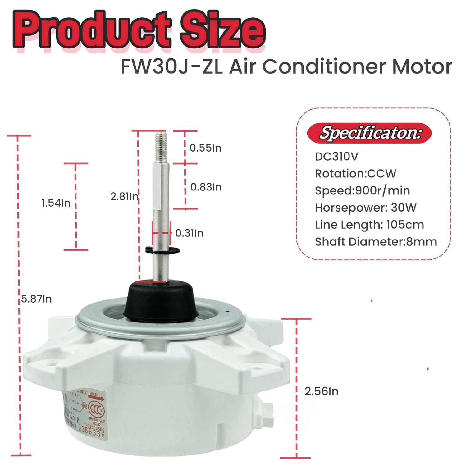 Air Conditioning Motor FW30J-ZL ZWS30-J SIC-62FV-F130-4 DC Brushless Motor, DC310V 30W 900r/min for Gree air Conditioning Three Wire DC brushless Fan