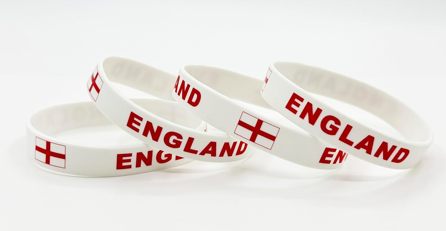 4 Pcs England Country Flag Rubber Bracelets, National Flag Silicone Bracelet, Rubber Wristbands Patriotic Decorations Gift