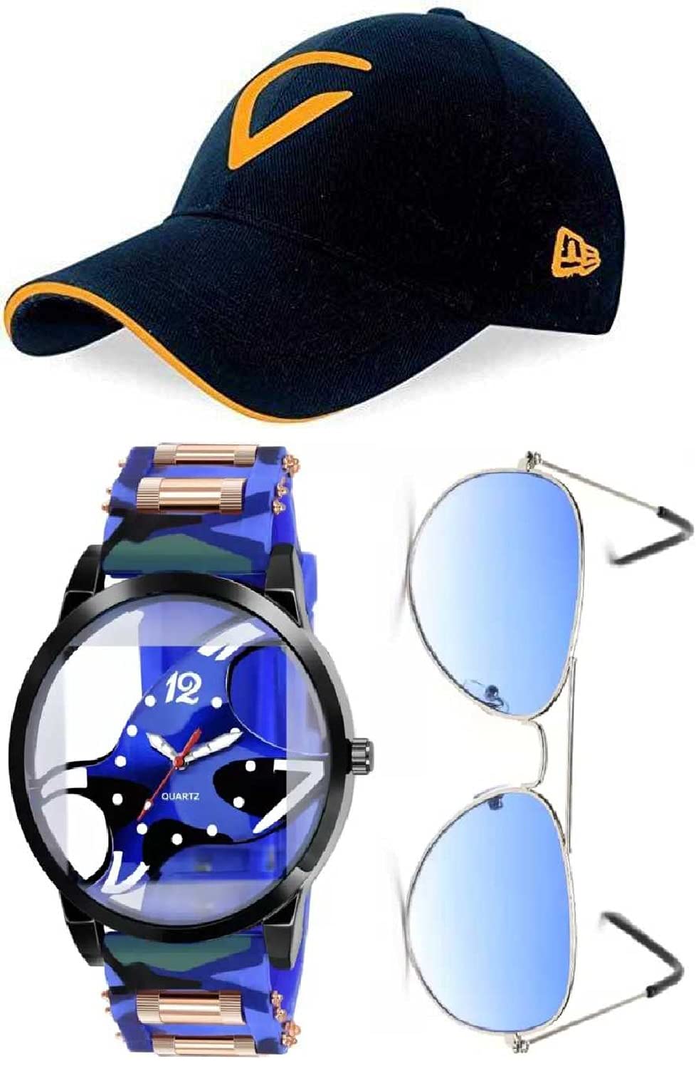 SELLORIA Combo Pack of Black Dial Digital Watch with Black Sunglass with basboll Cap Black (B09BRB8J7N) Amazon Price History, Amazon Price Tracker