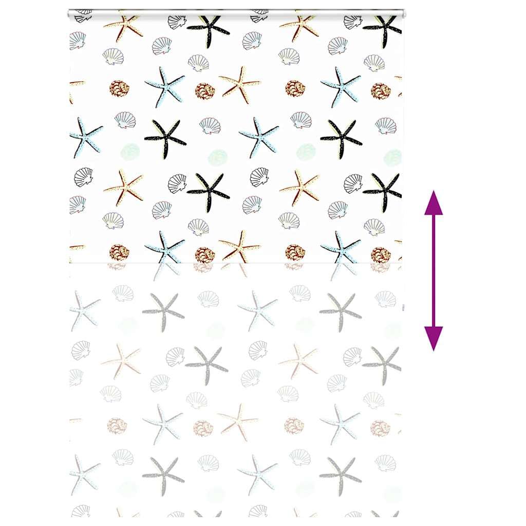 Tenda a rullo per doccia con cassetta in PEVA, 160 x 240 cm, larghezza del tessuto 156 cm, oscurante, impermeabile, montaggio a parete o soffitto, motivo conchiglie, per bagno e privacy