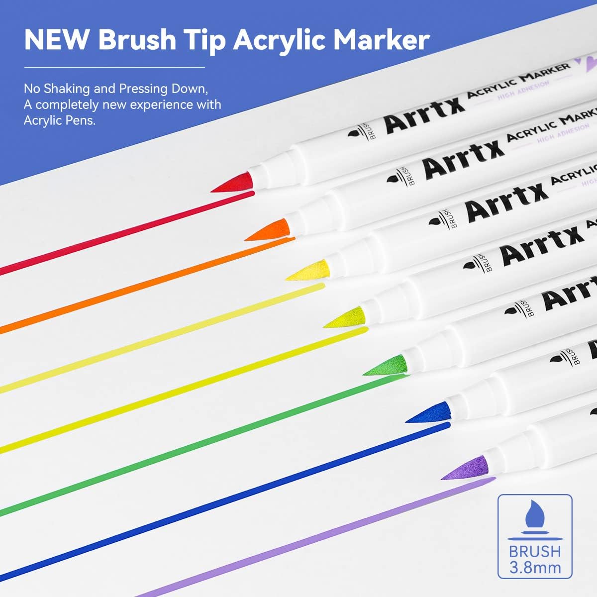 Arrtx 30 couleurs de crayons acryliques imperméables pour peindre à l'eau, pointe du pinceau, séchage rapide, stylos acryliques pour Roche, Bois, métal, Plastique, Verre, Toile