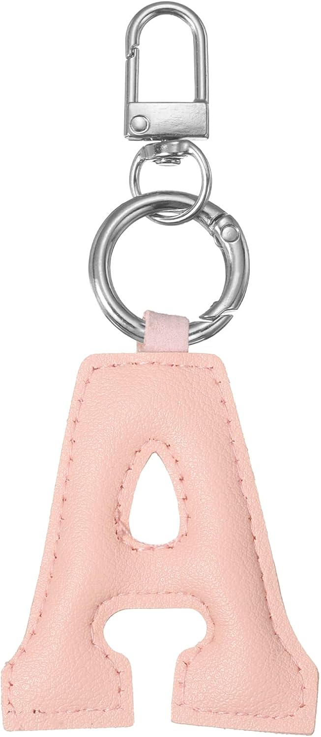 PATIKIL Initial Letter Keychain, Cute Leather Alphabet Keychains Pendant Charm for Women Bags Charm Key Purse Handbag