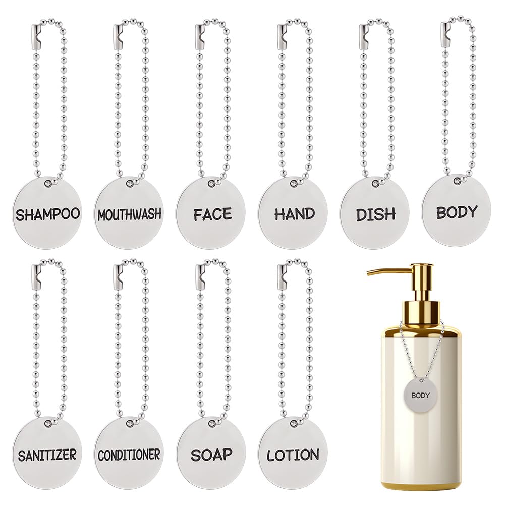 FINGERINSPIRE Stainless Steel Soap Dispenser Labels, 25mm, 10 Pack