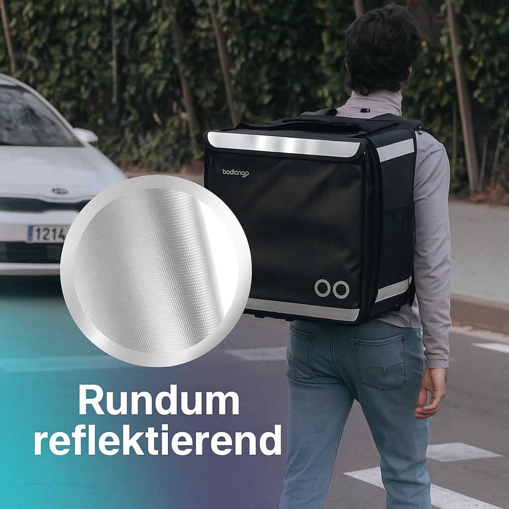 Telescopic Cubic 89L Isolierte Liefertasche erweiterbar & faltbar | Wasserdicht, Thermotasche für Pizza, Essen, Getränke | Reflektierend & strapazierfähig