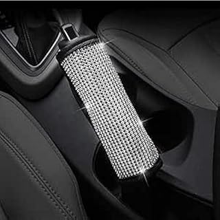 Handbreak - Handbrake Cover - Cool White Crystal Studded Leather Handbrake Cover - Color - White Crystal - by - SAcar